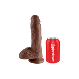 King Cock Dildo 8" Cock with Balls Brown