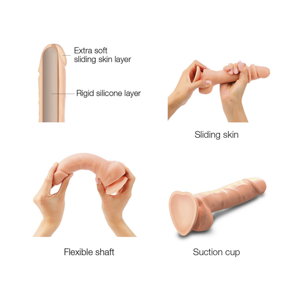 Realistyczne dildo z przyssawką, twardym wnętrzem i ruszającą się skórą Strap-on-me Sliding Skin Realistic Dildo Flesh XXL
