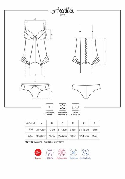 Корсет Чорний з Фігами Heartina S/M Obsessive