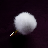 Металевий корок з кролячим хвостиком Upko Rabbit Fur Bunny Tail Small Butt Plug UPKO