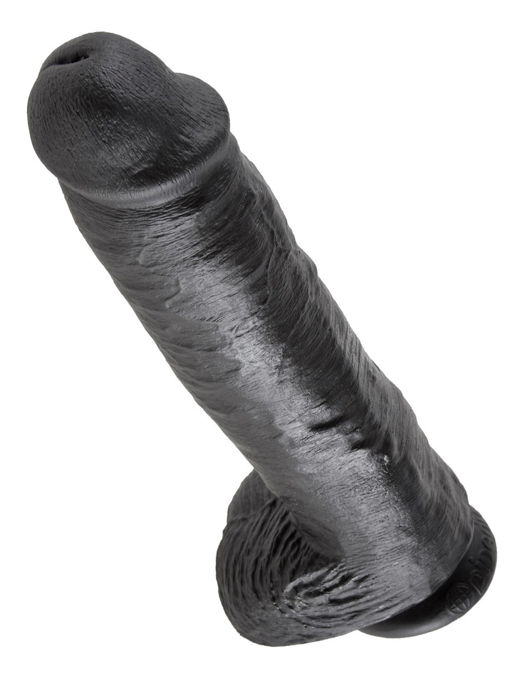 King Cock 11' Cock with Balls Black dildo z jądrami czarne 28 cm