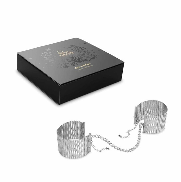 Kajdanki z metalowych płytek Bijoux Indiscrets Desir Metallique Silver Metallic Mesh Handcuffs