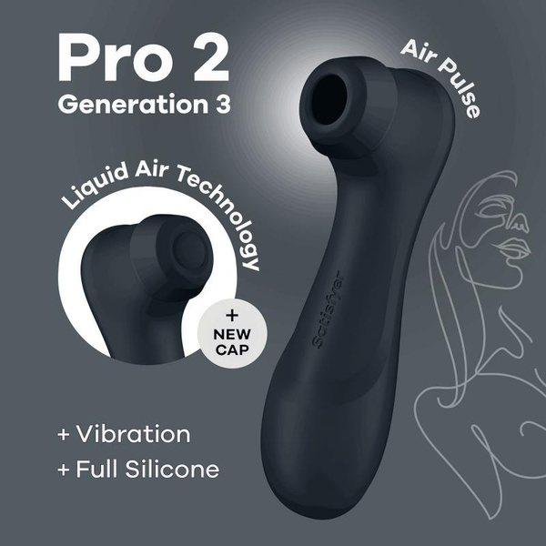 Clitoral Stimulator Pro 2 Generation 3 with Liquid Air Black Satisfyer