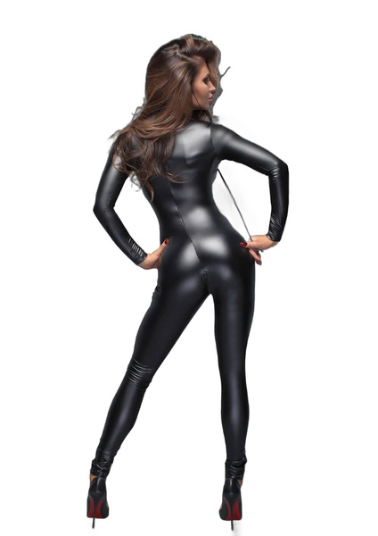 Комбінезон F162 Powerwetlook overall with leash XXL Noir Handmade