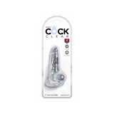 King Cock Transparentne Dildo Clear 4" Cock with Balls Clear