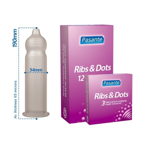 Prążkowane Prezerwatywy Lateksowe Z Wypustkami Intensity 3 Szt. Pasante