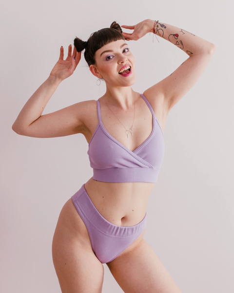 GWP Purple Ribbed Knit Panties M