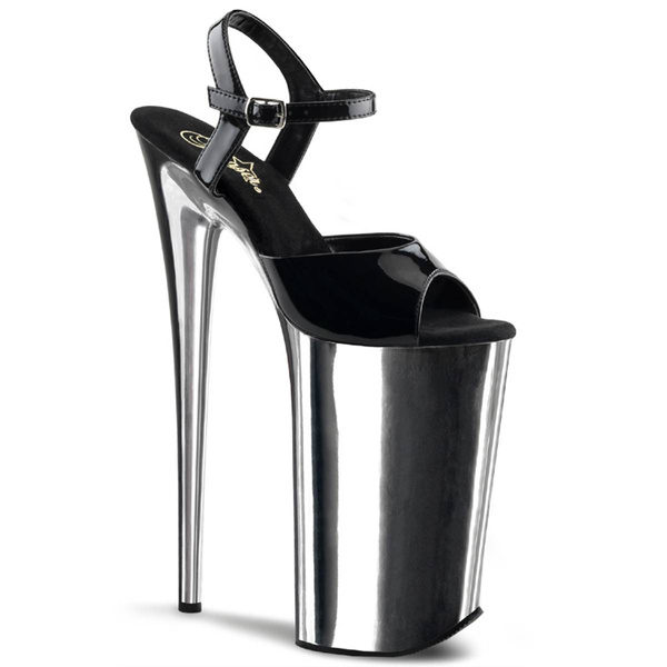 Platform Shoes Beyond-009 Black / Silver Chrome 9 (40) Pleaser