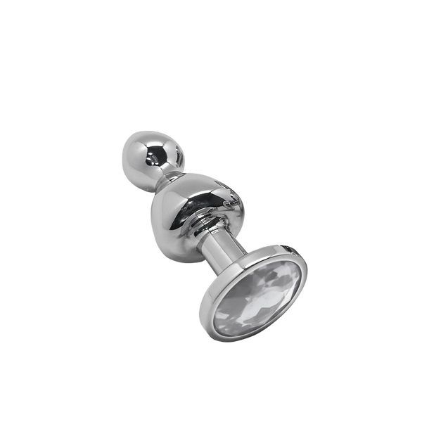 Анальний пробка Lollypop Double Ball Metal Plug S White Wooomy