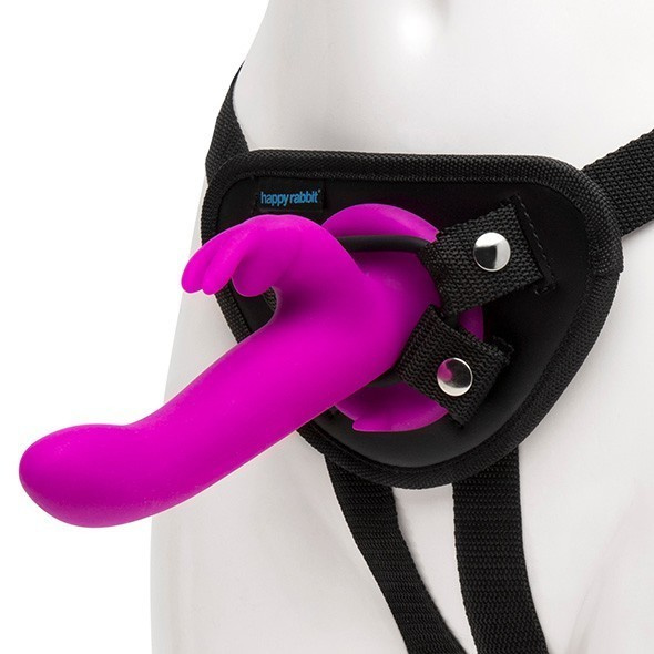 Happy Rabbit Rechargeable Vibrating Strap-On Harness Set Purple
