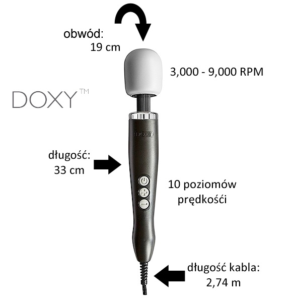 Wibrator różdżka Doxy Original Massager Blackk
