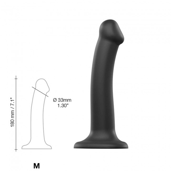Wyjątkowo Miękkie Dildo Silicone Bendable Dildo Double Density M Black Strap-on-me