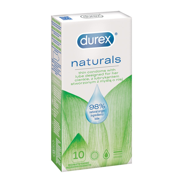 Cienkie Prezerwatywy Z Naturalnym Lubrykantem Naturals 10Szt Durex