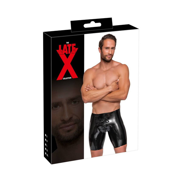 Lateksowe spodenki męskie Men's Latex Pants Zip black L LateX
