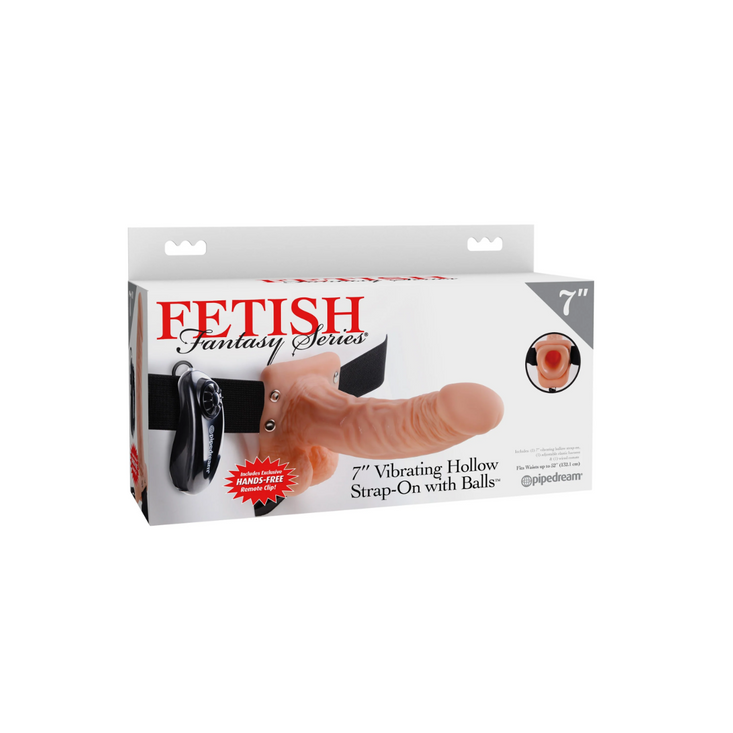 Pipedream Fetisch Fantasy Series   7" Vibrating Hollow Strap-On with Balls Light