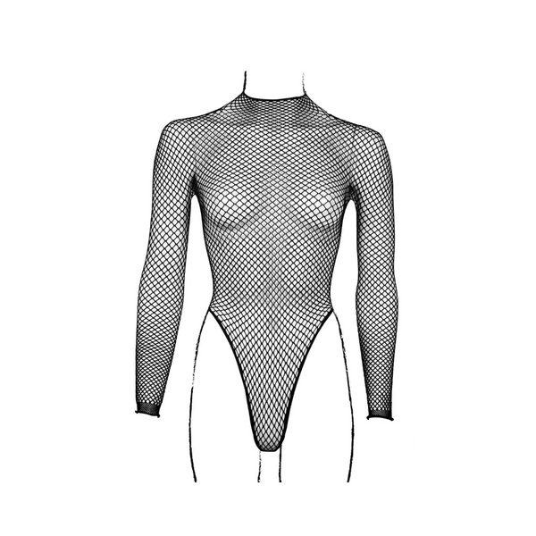 LE DÉSIR Body with Fishnet Structure and Turtle Neck One Size