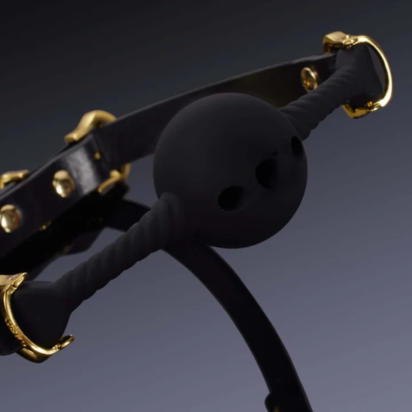 Czarny Knebel Middle Heart-Shaped Breathable Mouth Gag UPKO
