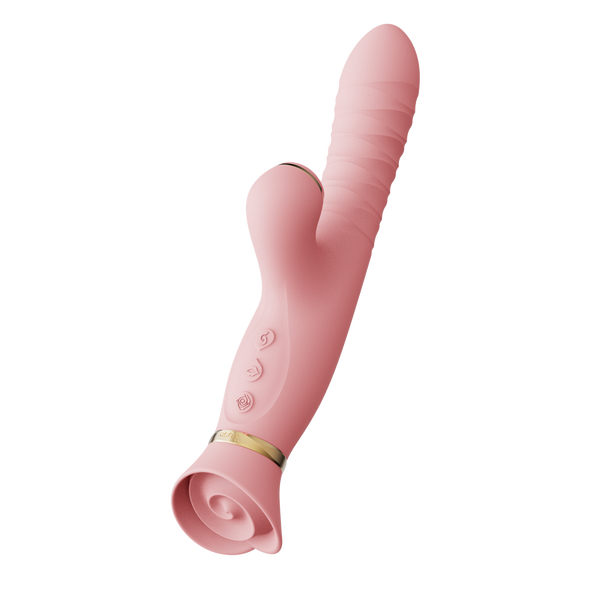 Вібратор Багатофункціональний Rose Thruster Strawberry Pink Zalo