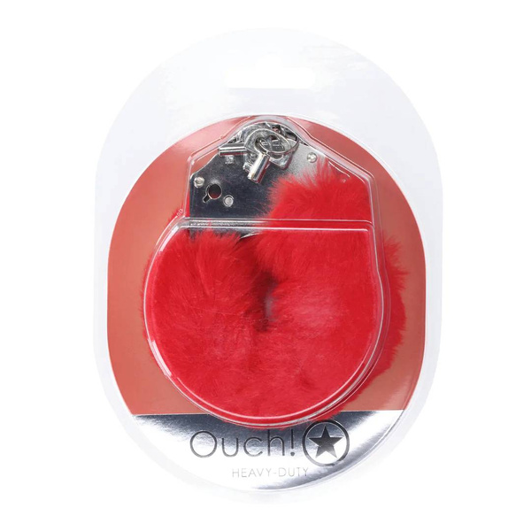 Наручники Heavy-Duty Fluffy Handcuffs червоні Ouch!