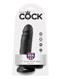 King Cock 7' Cock with Balls Black dildo z jądrami czarne 18cm