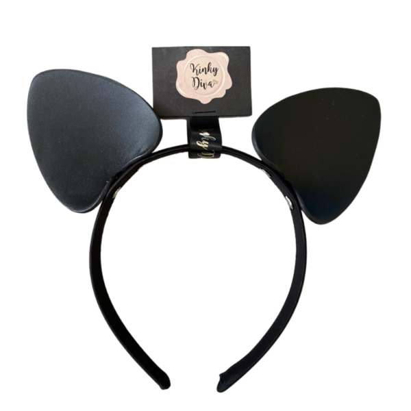 Вуха кота Vegan Leather Cat Ears Black/Silver Kinky Diva