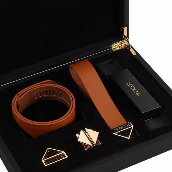 Obróżka Ze Smyczą Collar With Leash Set Brown LOCKINK