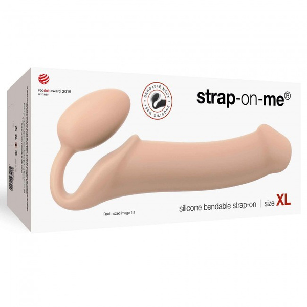 Double dildo Strap-on-me Silicone bendable strap-on XL Vanilla