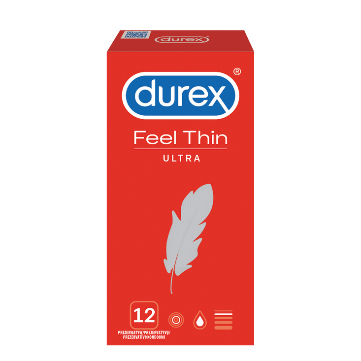 Ultracienkie cieńkie prezerwatywy lateksowe Durex Feel Thin Ultra 12 szt.