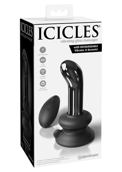 Wibrujący szklany korek z przyssawką Icicles No.84