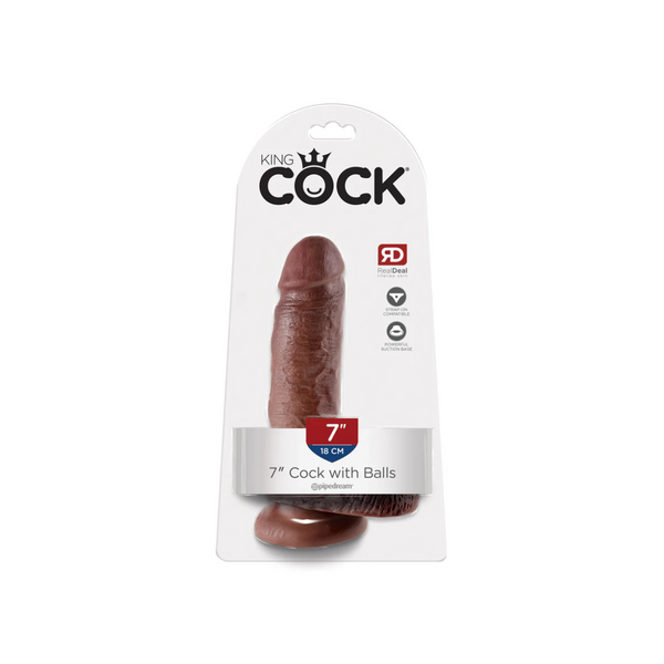 Dildo 18cm King Cock with Balls Brown