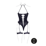 Body Metis Xvl With Garters Crossed Neckline Black Os Le Désir