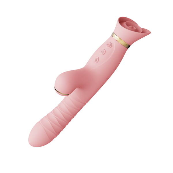 Вібратор Багатофункціональний Rose Thruster Strawberry Pink Zalo