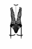 Body F297 Libido Deep-V Bodysuit XXL Noir Handmade