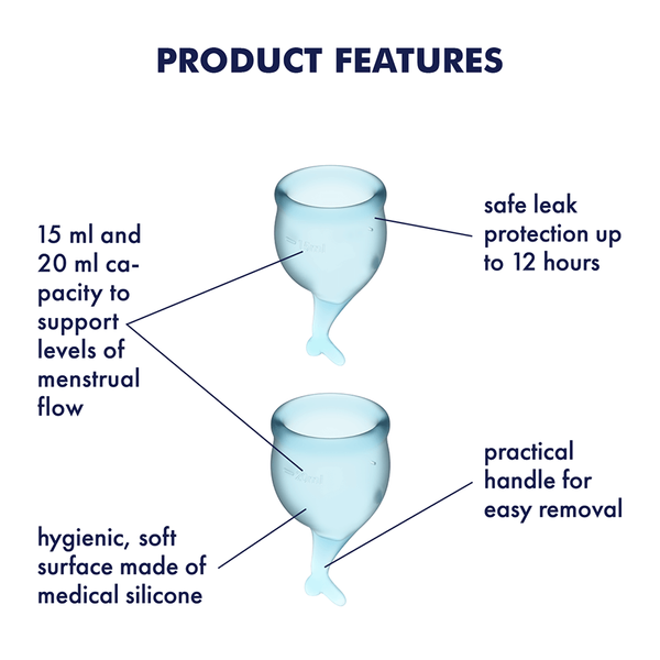Satisfyer Feel Secure Menstrual Cup Set Light Blue