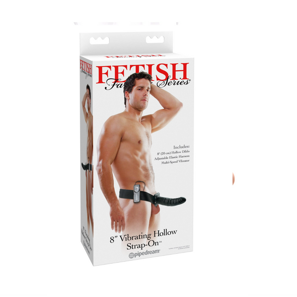 Fetish Fantasy Series 8" Vibrating Hollow Strap-On Black