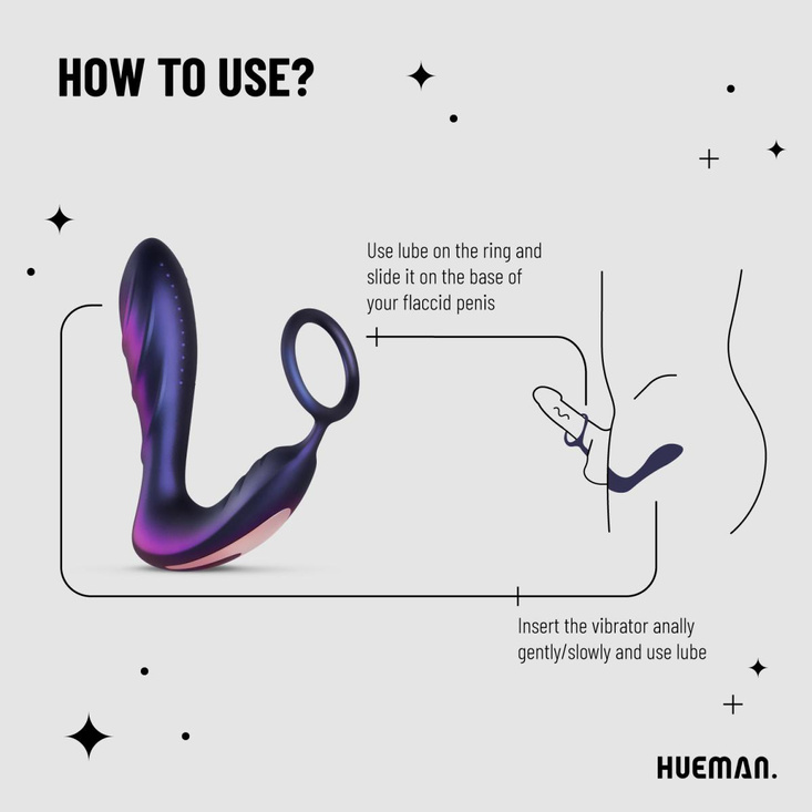 Hueman prostate stimulator Black Hole Anal Vibrator With Cockring