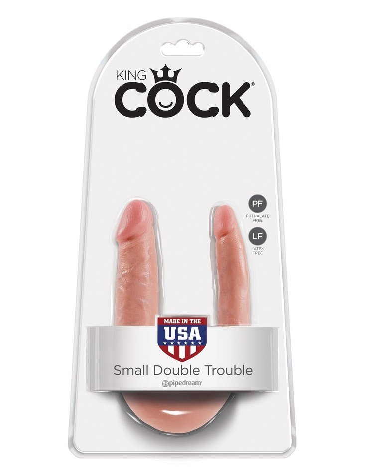 Podwójne dilda cieliste 34cm King Cock U-Shaped Small Double Trouble