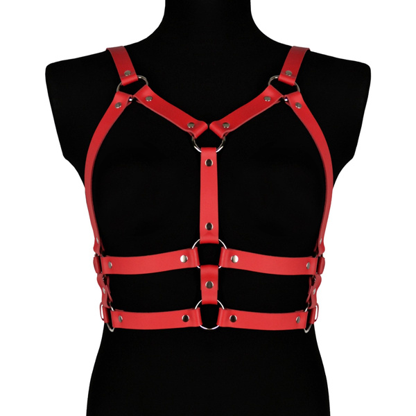 Червоний шкіряний пояс для тіла Salma Karess