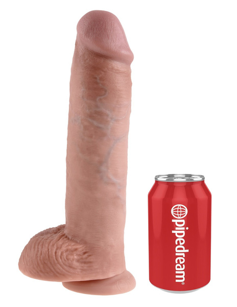 11' Cock With Balls Flesh Dildo Z Jądrami Cieliste 28 Cm King Cock