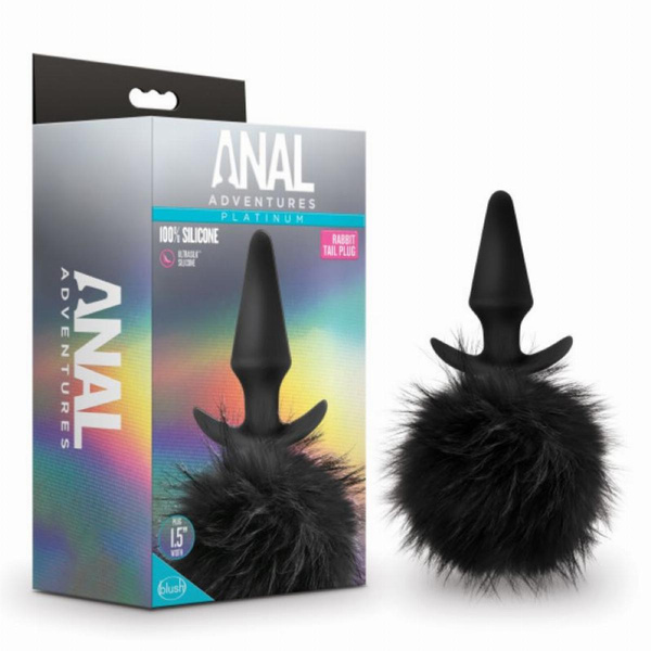 Платиновий анальний пробка Rabbit Tail Plug Anal Adventures
