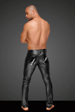 H051 Powerwetlook Men'S Trousers With Decorative Pvc Pleats Xl Noir Handmade