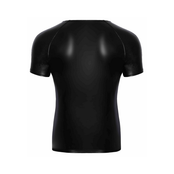 H070 Wetlook T-Shirt With Snake Wetlook Sleeves L Noir Handmade