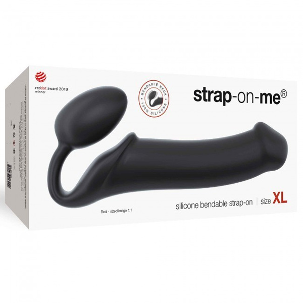 Podwójne dildo Strap-on-me Silicone bendable strap-on XL Black