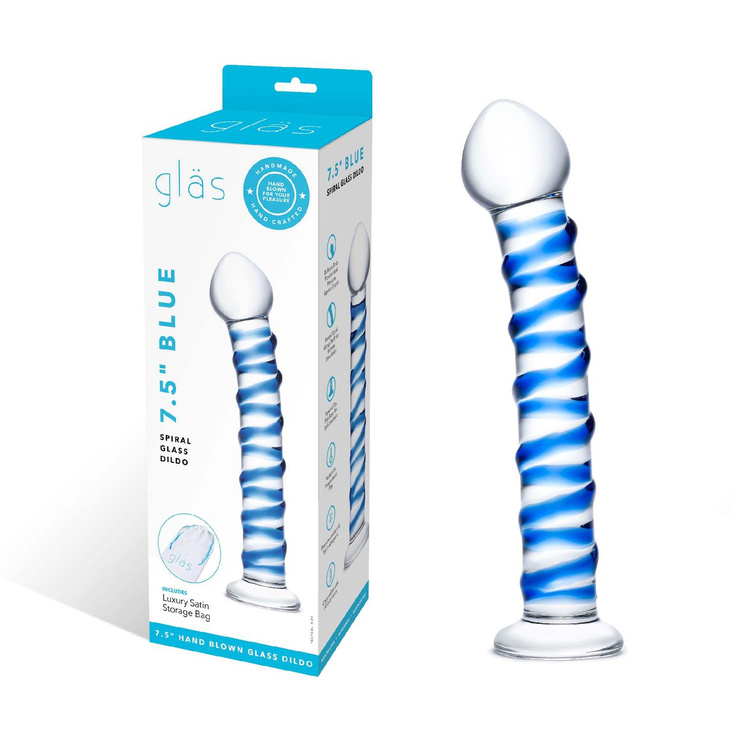 Glas Blue Spiral Glass Dildo