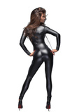 F162 Powerwetlook overall with leash XXL Noir Handmade