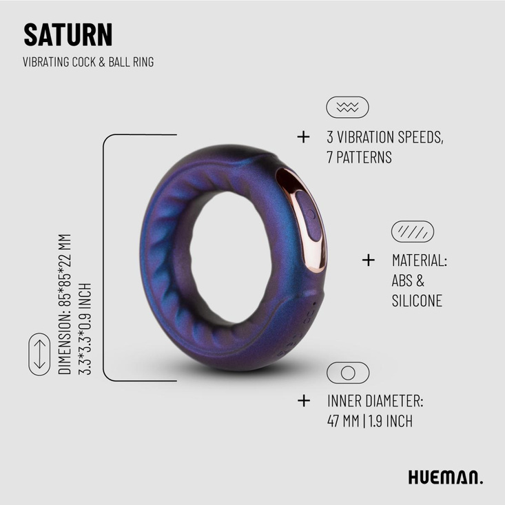 Hueman pierścień erekcyjny Saturn Vibrating Cock/Ball Ring