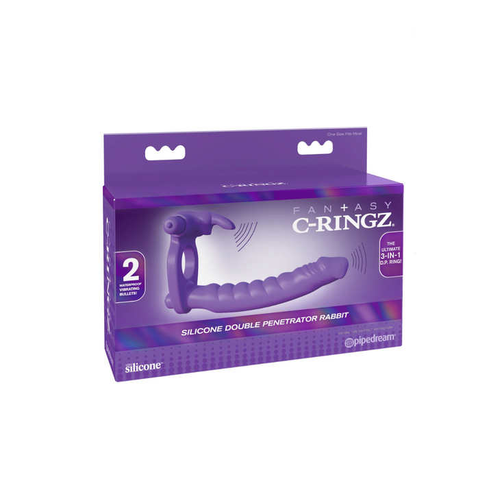 Pipedream Fantasy C-Ringz Silicone Double Penetrator Rabbit