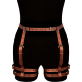 Коричнева шкіряна упряжка на стегна Amelia Karess