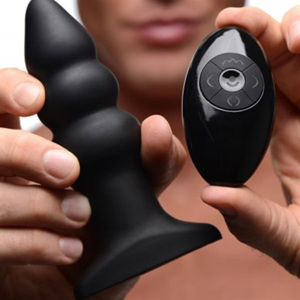 Wibrujący Korek Analny Model I Rippled Rimmer Plug With Remote Rimmers
