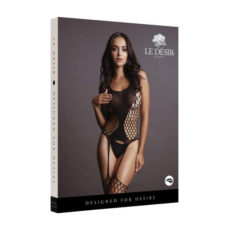 Le Désir Fence Suspender Bodystocking Black OS